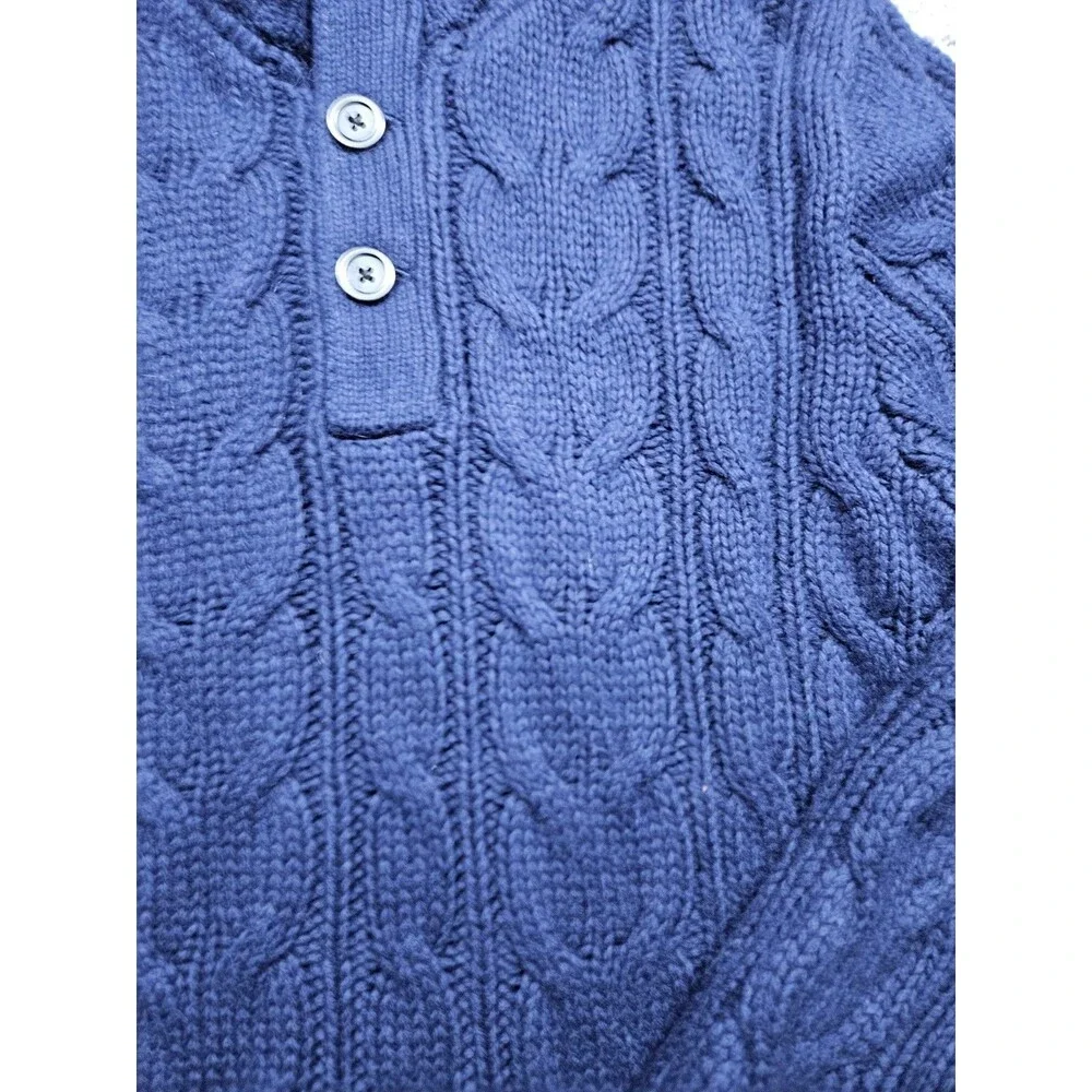 Fossil Blue Cable Knit Mock Button Neck Sweater Men’s Size Large NEW W Tags